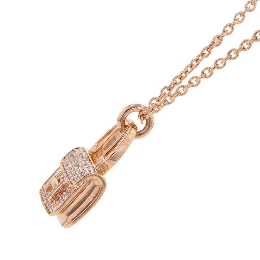 エルメス ネックレス アミュレット コンスタンス ペンダント ダイヤ 43P 計0.44ct K18PGピンクゴールド HERMES Amulettes Constance