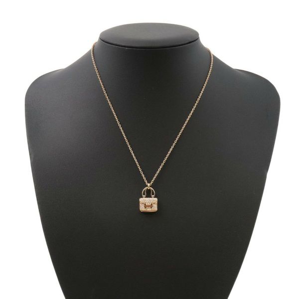 エルメス ネックレス アミュレット コンスタンス ペンダント ダイヤ 43P 計0.44ct K18PGピンクゴールド HERMES Amulettes Constance