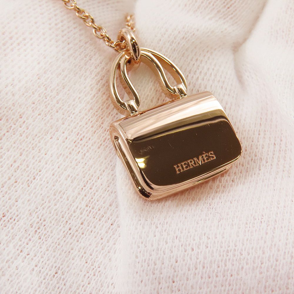 エルメス ネックレス アミュレット コンスタンス ペンダント ダイヤ 43P 計0.44ct K18PGピンクゴールド HERMES Amulettes Constance