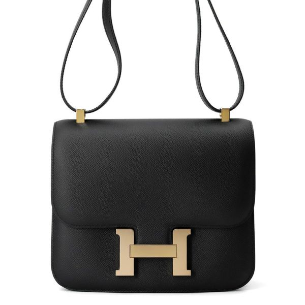 エルメス ショルダーバッグ コンスタンス24 ブラック/ピンクゴールド金具 エプソン Y刻印 HERMES Constance 黒