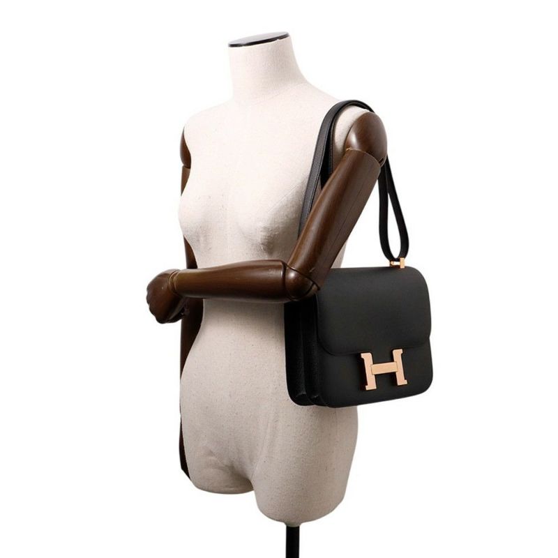 エルメス ショルダーバッグ コンスタンス24 ブラック/ピンクゴールド金具 エプソン Y刻印 HERMES Constance 黒