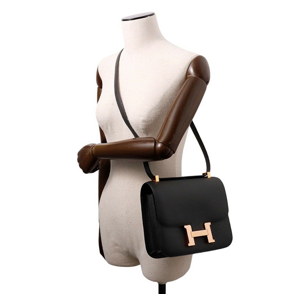 エルメス ショルダーバッグ コンスタンス24 ブラック/ピンクゴールド金具 エプソン Y刻印 HERMES Constance 黒