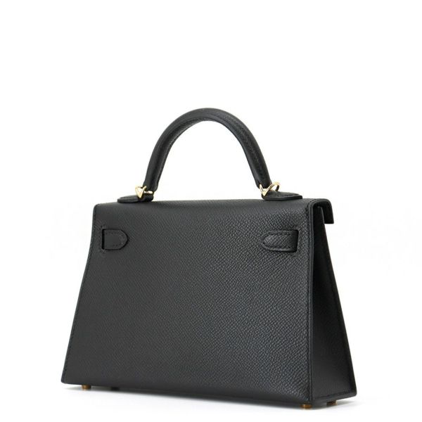 エルメス ハンドバッグ ミニケリー2 外縫い ブラック/ゴールド金具 エプソン K刻印 2wayショルダー 黒