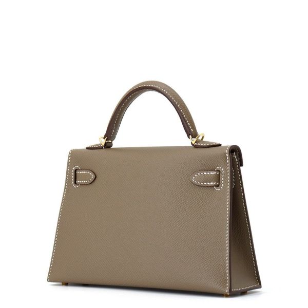 エルメス ハンドバッグ ミニケリー2 外縫い エトゥープ/ゴールド金具 エプソン K刻印 2wayショルダー