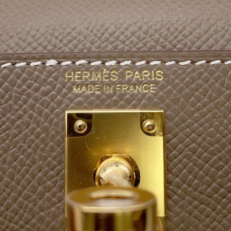 エルメス ハンドバッグ ミニケリー2 外縫い エトゥープ/ゴールド金具 エプソン K刻印 2wayショルダー