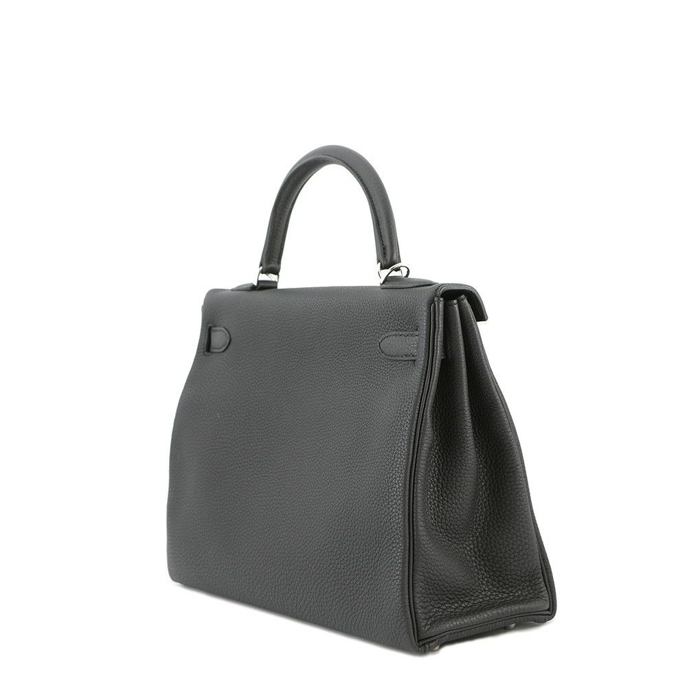 エルメス ハンドバッグ ケリー32 内縫い ブラック/シルバー金具 トゴ U刻印 2wayショルダー 黒