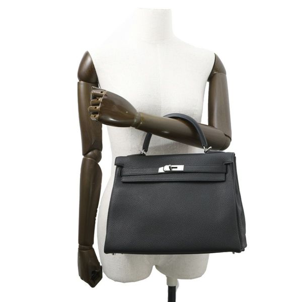 エルメス ハンドバッグ ケリー32 内縫い ブラック/シルバー金具 トゴ U刻印 2wayショルダー 黒