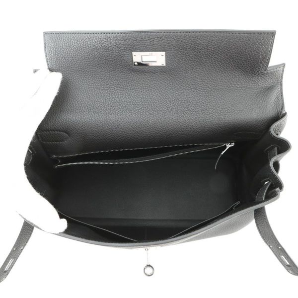 エルメス ハンドバッグ ケリー32 内縫い ブラック/シルバー金具 トゴ U刻印 2wayショルダー 黒