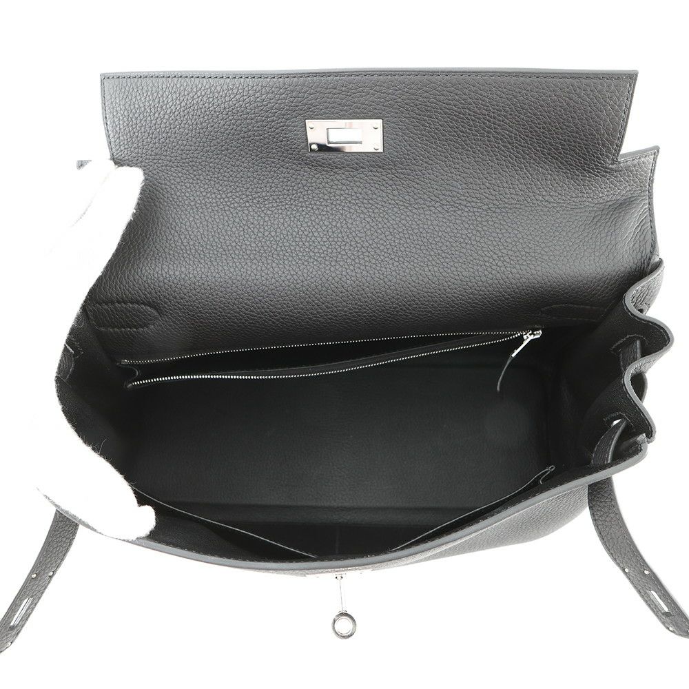 エルメス ハンドバッグ ケリー32 内縫い ブラック/シルバー金具 トゴ U刻印 2wayショルダー 黒