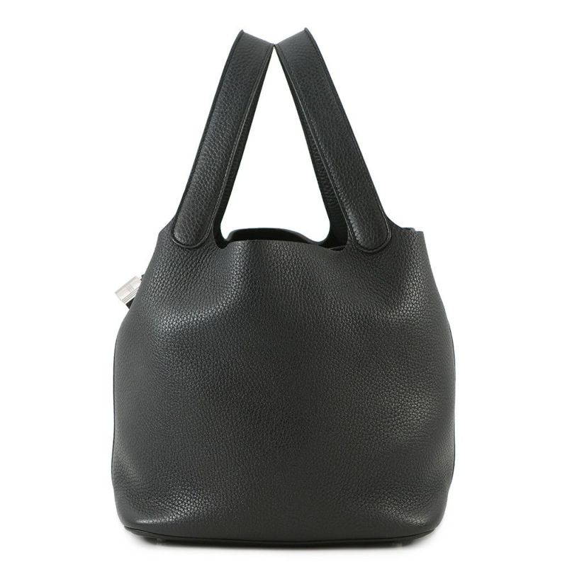 エルメス ハンドバッグ ピコタンロックMM ブラック/シルバー金具 トリヨンクレマンス Y刻印 黒