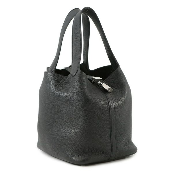 エルメス ハンドバッグ ピコタンロックMM ブラック/シルバー金具 トリヨンクレマンス Y刻印 黒