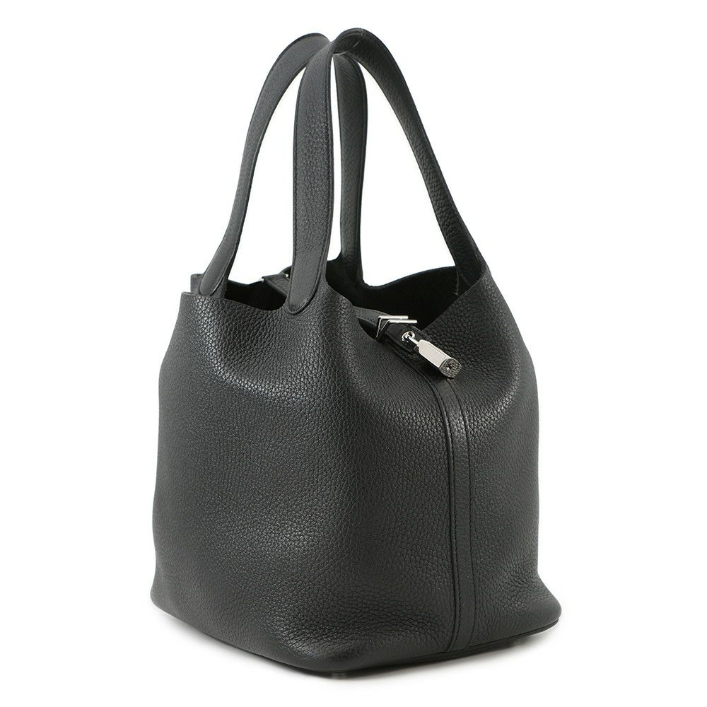 エルメス ハンドバッグ ピコタンロックMM ブラック/シルバー金具 トリヨンクレマンス Y刻印 黒