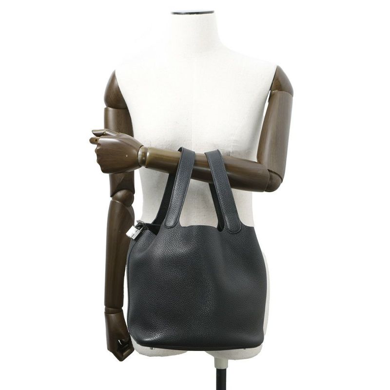 エルメス ハンドバッグ ピコタンロックMM ブラック/シルバー金具 トリヨンクレマンス Y刻印 黒