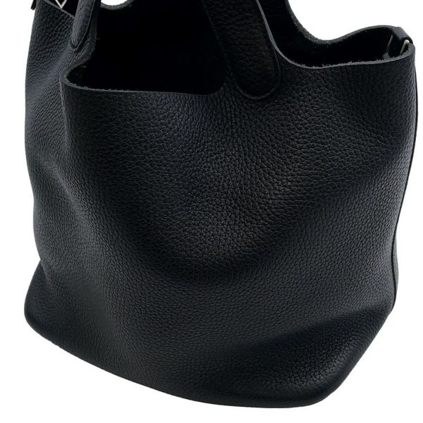 エルメス ハンドバッグ ピコタンロックMM ブラック/シルバー金具 トリヨンクレマンス Y刻印 黒