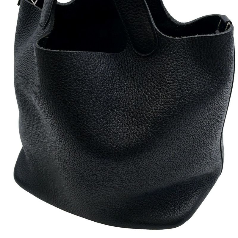 エルメス ハンドバッグ ピコタンロックMM ブラック/シルバー金具 トリヨンクレマンス Y刻印 黒