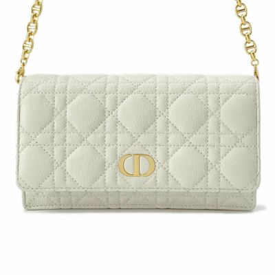 クリスチャン・ディオール チェーンウォレット カロ カナージュ S5134UWHC Christian Dior 白 安心保証