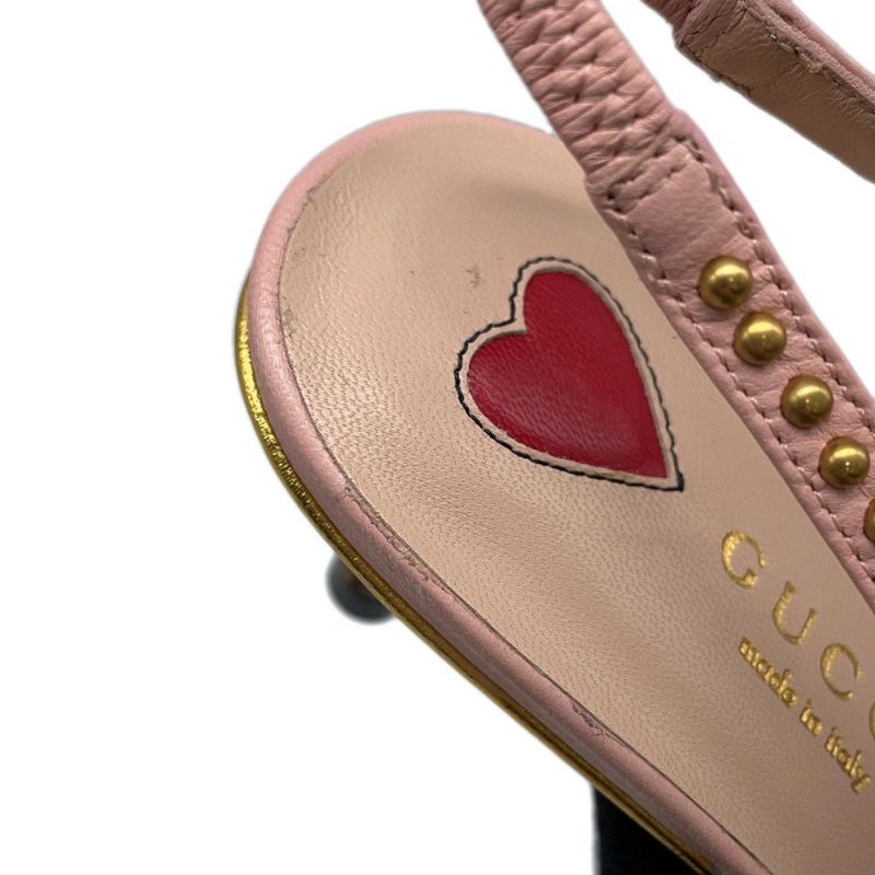 グッチ ミュール バンブーヒール ハート フェイクパール レディースサイズ 34 1/2 GUCCI パンプス
