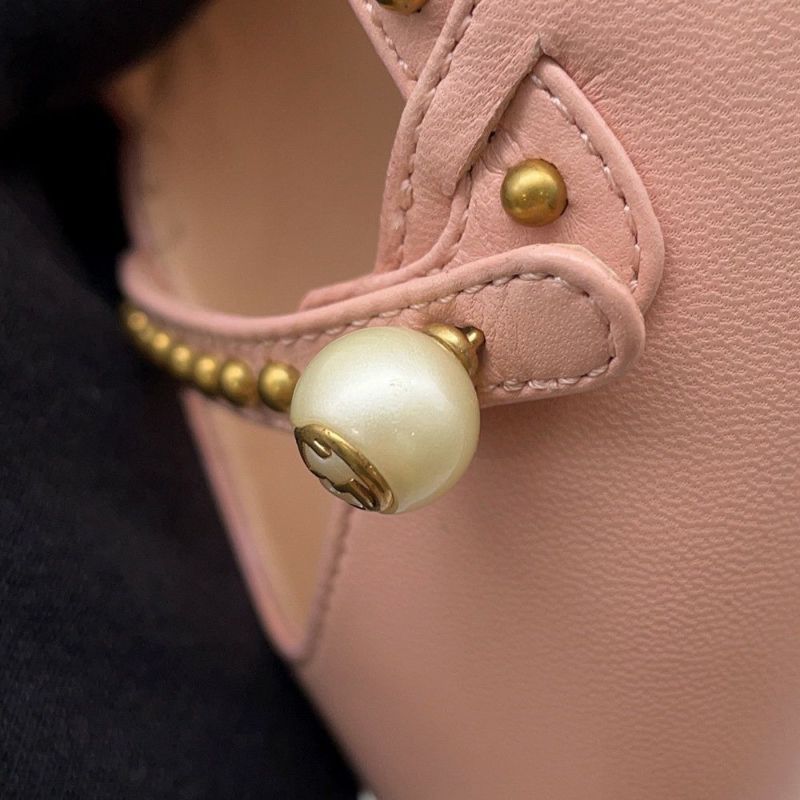 グッチ ミュール バンブーヒール ハート フェイクパール レディースサイズ 34 1/2 GUCCI パンプス