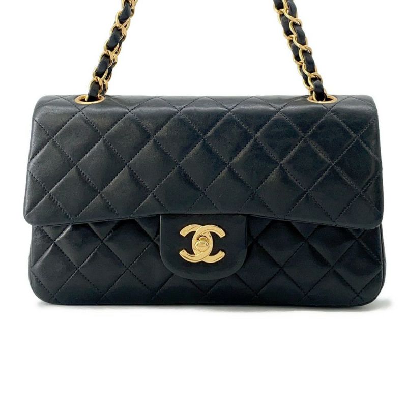 シャネル チェーンショルダーバッグ マトラッセ23 ココマーク ダブルチェーン ラムスキン A01113 CHANEL 黒