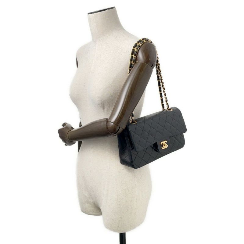 シャネル チェーンショルダーバッグ マトラッセ23 ココマーク ダブルチェーン ラムスキン A01113 CHANEL 黒