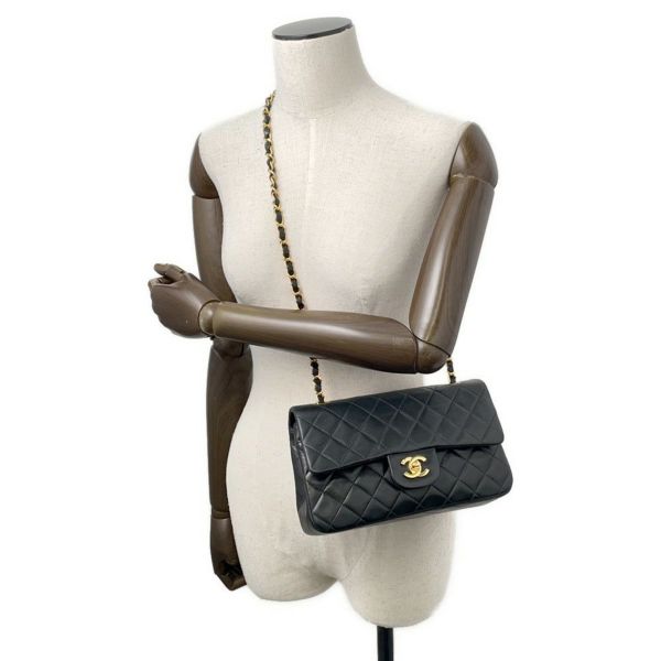 シャネル チェーンショルダーバッグ マトラッセ23 ココマーク ダブルチェーン ラムスキン A01113 CHANEL 黒