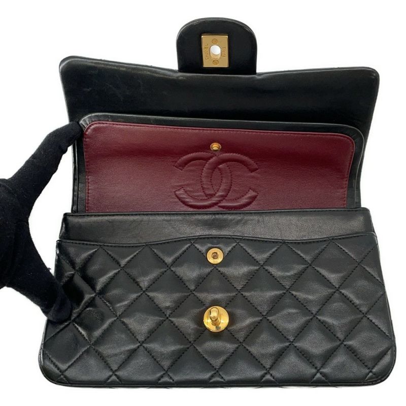 シャネル チェーンショルダーバッグ マトラッセ23 ココマーク ダブルチェーン ラムスキン A01113 CHANEL 黒