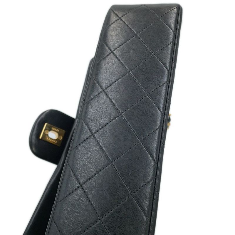 シャネル チェーンショルダーバッグ マトラッセ23 ココマーク ダブルチェーン ラムスキン A01113 CHANEL 黒