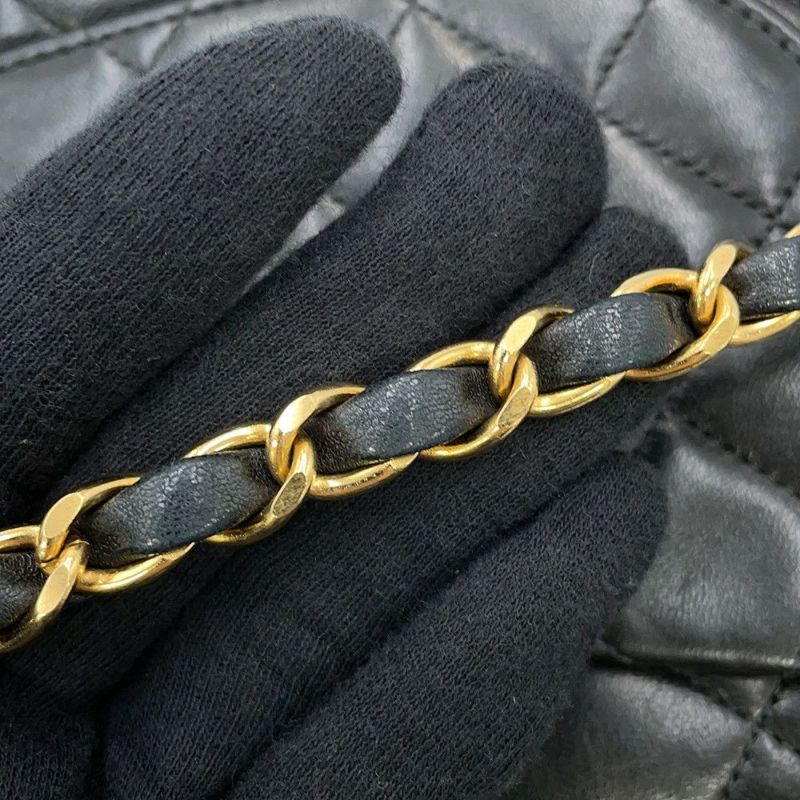 シャネル チェーンショルダーバッグ マトラッセ23 ココマーク ダブルチェーン ラムスキン A01113 CHANEL 黒