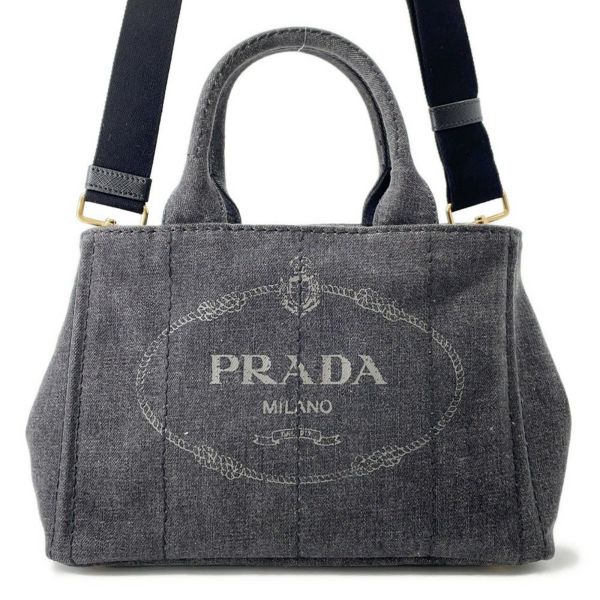 プラダ トートバッグ カナパ CANAPA デニム 1BG439 PRADA 2wayショルダーバッグ 黒