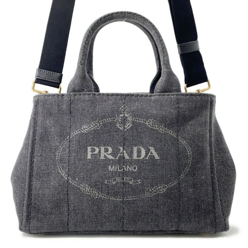 プラダ トートバッグ カナパ CANAPA デニム 1BG439 PRADA 2wayショルダーバッグ 黒