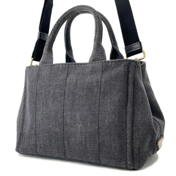 プラダ トートバッグ カナパ CANAPA デニム 1BG439 PRADA 2wayショルダーバッグ 黒