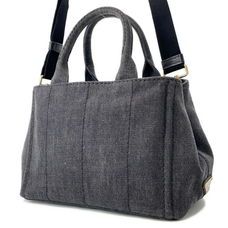 プラダ トートバッグ カナパ CANAPA デニム 1BG439 PRADA 2wayショルダーバッグ 黒