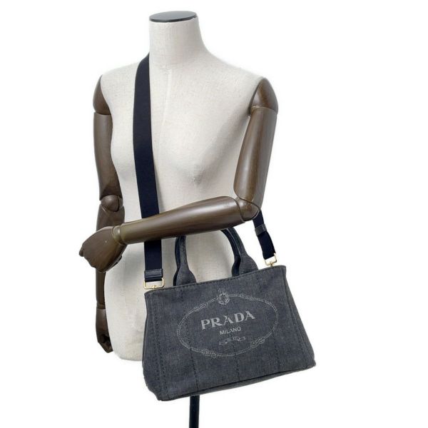 プラダ トートバッグ カナパ CANAPA デニム 1BG439 PRADA 2wayショルダーバッグ 黒