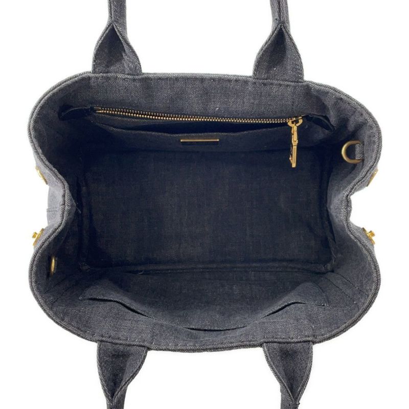 プラダ トートバッグ カナパ CANAPA デニム 1BG439 PRADA 2wayショルダーバッグ 黒