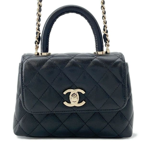 シャネル ハンドバッグ マトラッセ ココハンドル ミニミニ キャビアスキン AP4244 2wayチェーンショルダーバッグ 黒