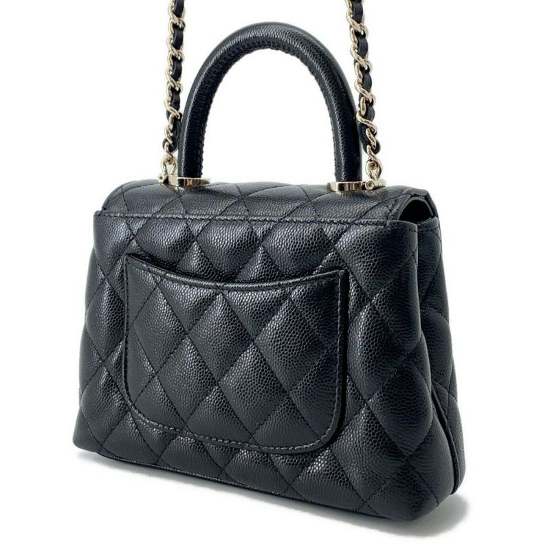 シャネル ハンドバッグ マトラッセ ココハンドル ミニミニ キャビアスキン AP4244 2wayチェーンショルダーバッグ 黒
