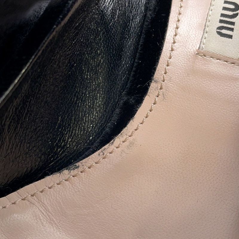 ミュウミュウ パンプス ハイヒール スエード フェイクパール レディースサイズ37 Miu Miu 靴 厚底 黒