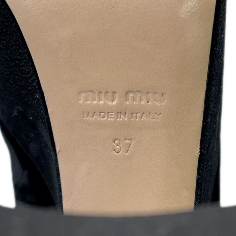 ミュウミュウ パンプス ハイヒール スエード フェイクパール レディースサイズ37 Miu Miu 靴 厚底 黒