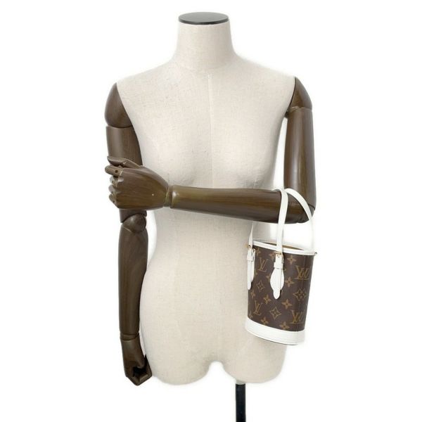 ルイヴィトン ハンドバッグ モノグラム ナノ・バケット M81489 ホワイト 白 2wayショルダーバッグ