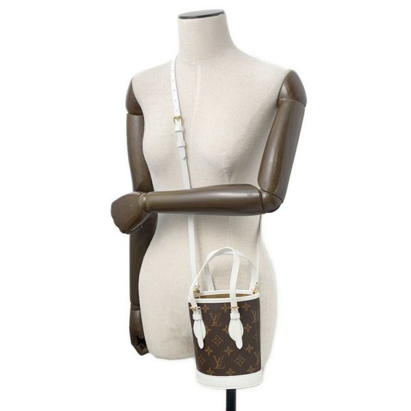 ルイヴィトン ハンドバッグ モノグラム ナノ・バケット M81489 ホワイト 白 2wayショルダーバッグ