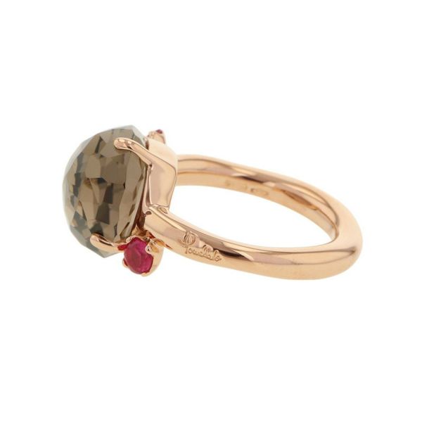 ポメラート リング バイア スモーキークォーツ ルビー K18PGピンクゴールド サイズ約9号 指輪 ジュエリー