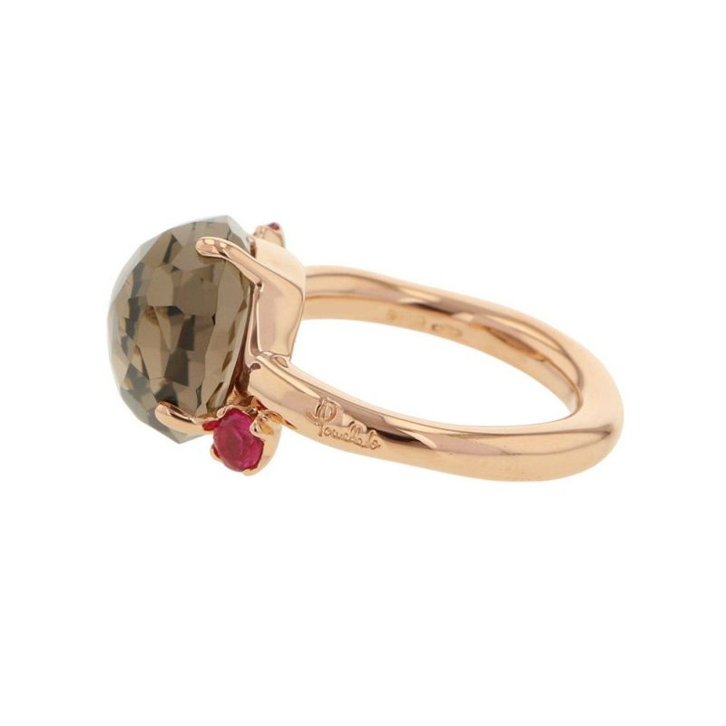 ポメラート リング バイア スモーキークォーツ ルビー K18PGピンクゴールド サイズ約9号 指輪 ジュエリー