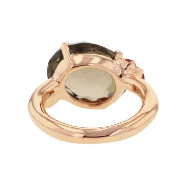 ポメラート リング バイア スモーキークォーツ ルビー K18PGピンクゴールド サイズ約9号 指輪 ジュエリー