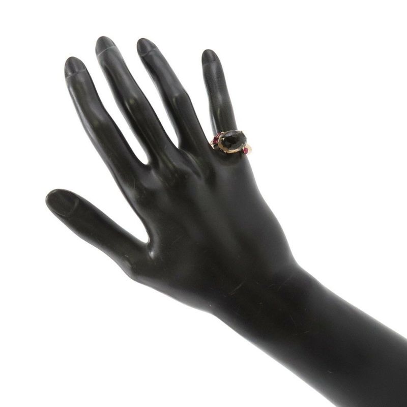 ポメラート リング バイア スモーキークォーツ ルビー K18PGピンクゴールド サイズ約9号 指輪 ジュエリー