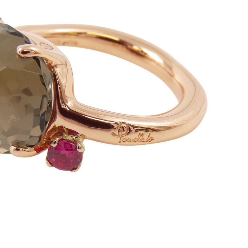 ポメラート リング バイア スモーキークォーツ ルビー K18PGピンクゴールド サイズ約9号 指輪 ジュエリー
