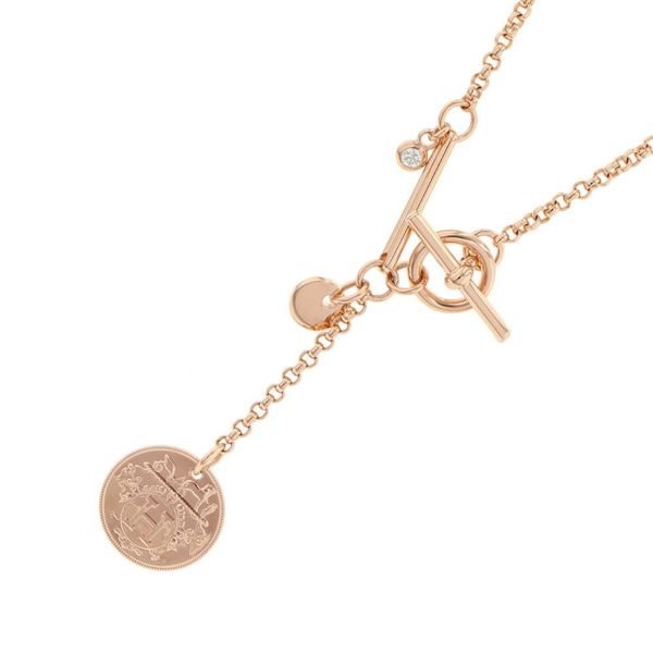 エルメス ネックレス エクスリブリスPM ダイヤモンド 1P 0.04ct K18PGピンクゴールド ペンダント