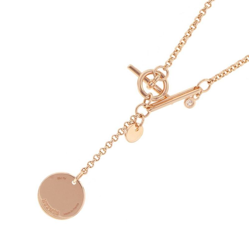 エルメス ネックレス エクスリブリスPM ダイヤモンド 1P 0.04ct K18PGピンクゴールド ペンダント