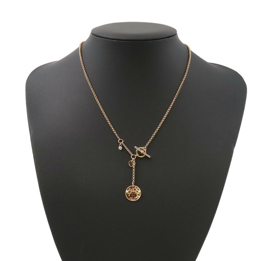 エルメス ネックレス エクスリブリスPM ダイヤモンド 1P 0.04ct K18PGピンクゴールド ペンダント