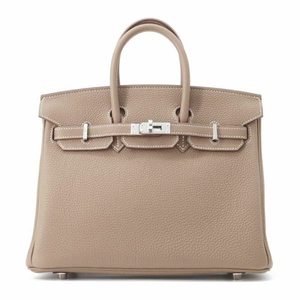 エルメス バーキン25 エトゥープ/シルバー金具 トゴ W刻印 HERMES Birkin ハンドバッグ