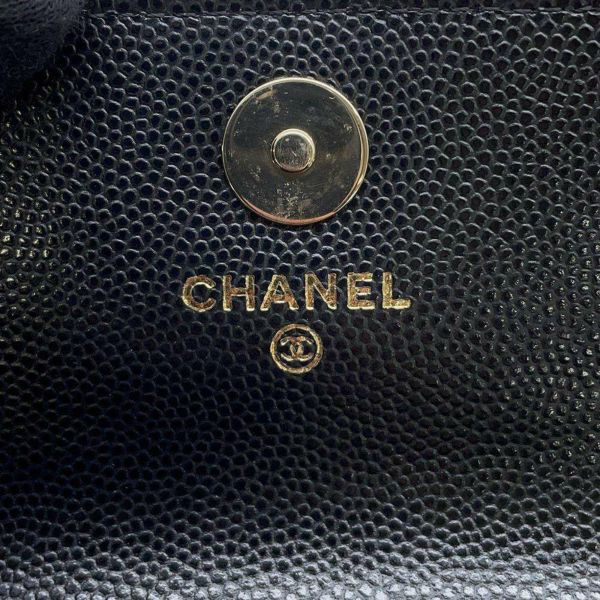 シャネル チェーンショルダーバッグ ミニマトラッセ ショルダーポーチ ココマーク キャビアスキン CHANEL 黒